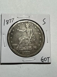 1877-S Trade Silver Dollar VF Details Tougher Date Type Coin - Picture 1 of 4