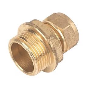 Flomasta 15mm x 3/4” Brass Compression Male Coupler Adaptor 2 Pack EN1254-2 - Picture 1 of 2
