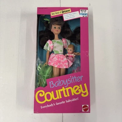 1990 BABYSITTER COURTNEY BARBIE DOLL W/ Baby Mattel 9434 Best Friend Of Skipper - Image 1 of 3