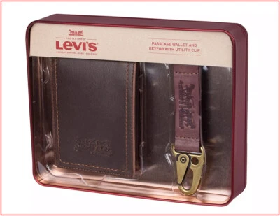 Levis мужской складного PASSCASE бумажник и брелок + утилита зажим фото ID 7 слотов коричневый - Изображение 1 из 4