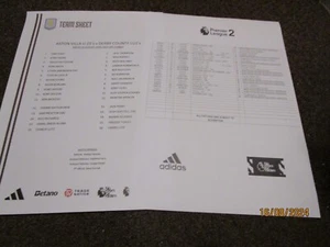 ASTON VILLA U21's v DERBY COUNTY U21's 2024/25 AUGUST 16th COLOUR T/SHEET - Picture 1 of 1