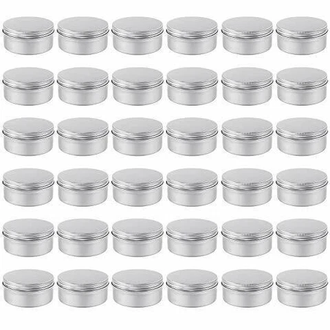 36pcs 4oz Metal Round Tins Aluminum Empty Candle Tins with Screw Lid for Salve Cover