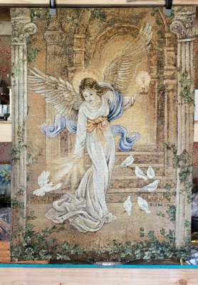 Lena Liu "Angel of Light" Religious Wall Hanging Chenille Tapestry 26 x 36” - Image 1 of 4