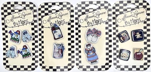 1997 NOS Alma Lynne Gardening Anthropomorphic Cat School Ceramic Button Card LOT - Picture 1 of 4