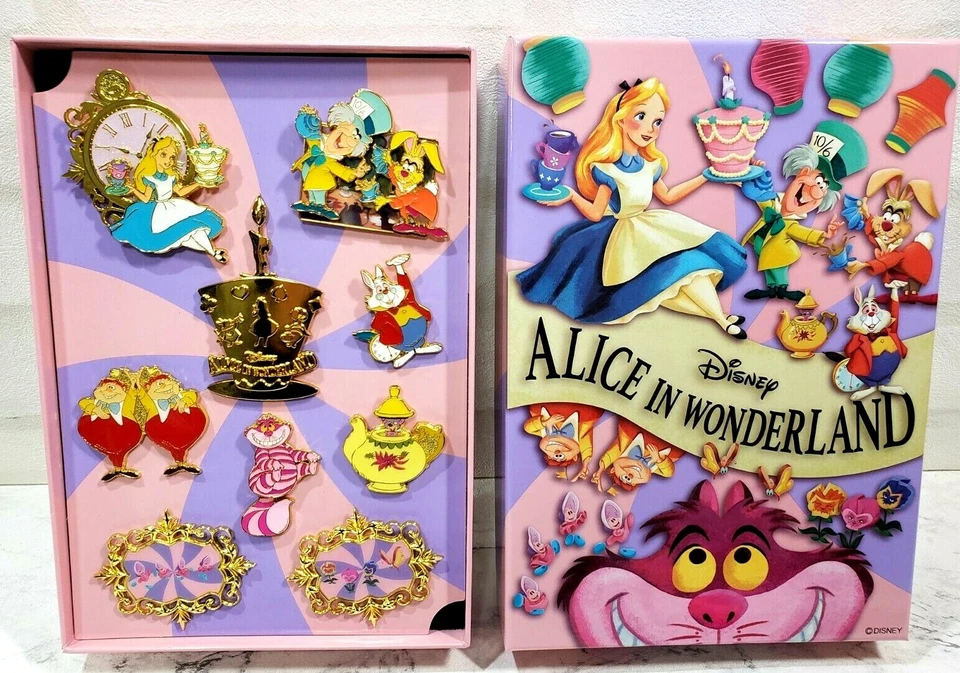 Disney JAPAN Alice in Wonderland 70th Pin Pins Badge Collection Box Set