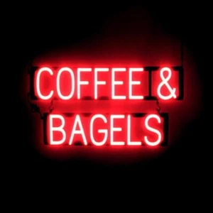 SpellBrite COFFEE & BAGELS Schild | Leuchtreklame Look, LED-Licht | 28,8" x 15,0" - Bild 1 von 11