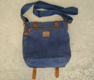 Original TSD BRAND Blue Denim Canvas Crossbody Bag Trail Pockets SEHR GEPFLEGT - Bild 1 von 7