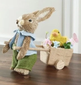 NUEVO Sisal Spring Bunny Rabbit Boy Pollito Amarillo En Carro Vacaciones por Valerie Easter - Imagen 1 de 8
