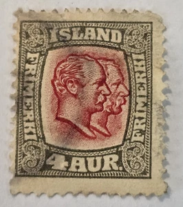 Iceland Scott #73- AA5 4a grey and red - Used - VF - Wmk 113 - 1907-08 - Picture 1 of 2
