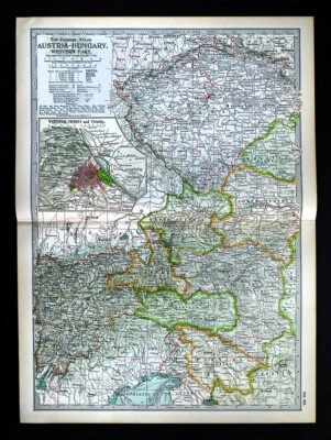 1897 Century Map W Austria Hungary Vienna Bohemia Czechoslovakia Prague Salzburg - Image 1 of 3