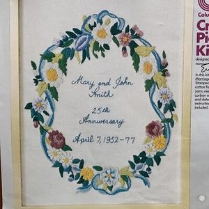 Marriage Sampler Vintage Crewel Kit NIP 9x12 Columbia Minerva Erica Wilson - Picture 1 of 12