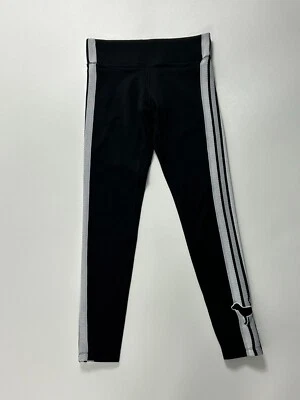 PINK Victoria Secret Leggings Women's S Black Fleece Dark Wash Logo Embroidered - Image 1 of 4