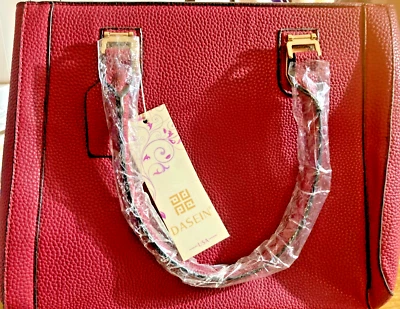 New Dasein Women Handbag Satchel Shoulder Bag Maroon Pebble Pattern - Image 1 of 4