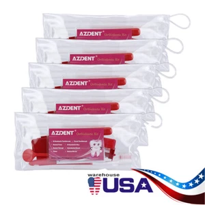 Juego de 5 cepillos de dientes de ortodoncia dental cepillo interdental hilo dental cera kit de viaje EE. UU. - Imagen 1 de 11