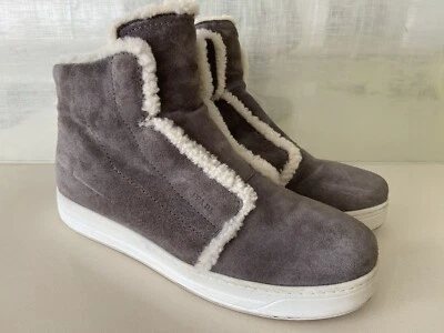 PRADA Shearling-Trimmed Suede High-Top Sneaker Women's Size EU 38 US 8 - Image 1 of 4