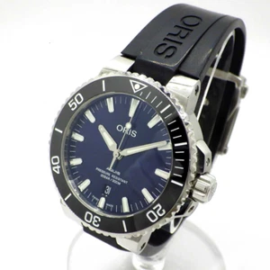 ORIS Aquis 7730 Automatic Rubber Watch Black Blue Dial With Box Japan Used F/S - Picture 1 of 4
