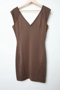 FCUK FRENCH CONNECTION V neck Bodycon dress with zip in Taupe size UK 12 - Picture 1 of 9