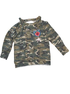 Random Hearts girls distressed camouflage rose cutout top M (10-12) - Picture 1 of 2