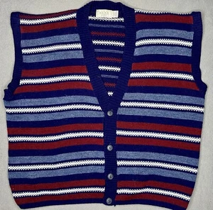 Vintage The Mens Store At Sears V-Neck Button Up Acrylic Vest Size Large Grandpa - Picture 1 of 18