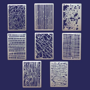 Texture Art Backgrounds Effects stencils set of 8 A5 21cm x 15cm reusable - Picture 1 of 9