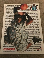 Vtg 1990s LARRY JOHNSON GRANDMAMA CONVERSE CONS Poster Print Ad Basketball Shoes