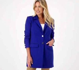 Dennis Basso Ponte Strick gefütterter Blazer mit Taschen sattes royalblau Gr. 18W A556110 - Bild 1 von 2