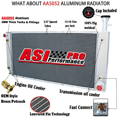 4 Row Aluminum Radiator For 2004-16 2015 Chevy Express 2500 3500 4500 GMC Savana Foto 1 de 4