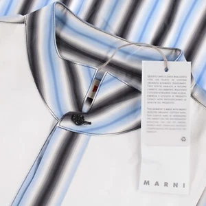 Marni NWT 3/4 Sleeve Button Down Shirt Size 42 US 6 Blue/Black Stripes w/ White - Picture 1 of 8