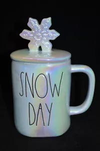 Rae Dun schillernder Schneetag Schneeflocke Deckel Kaffeetasse Becher - Bild 1 von 7