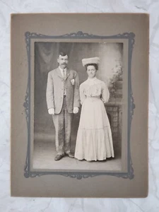 Charles & Clara Cook Cabinet Photo - Wedding Day Identified On Back - Picture 1 of 2