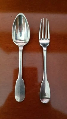 Couverts argent massif poinçons Minerve et d’orfèvre XVIIIème siècle - Photo 1/4