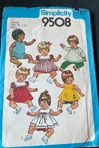 Armario 1980 Simplicity Pattern 9508 para muñecas de vinilo grande (18"-20") sin cortar - Imagen 1 de 5