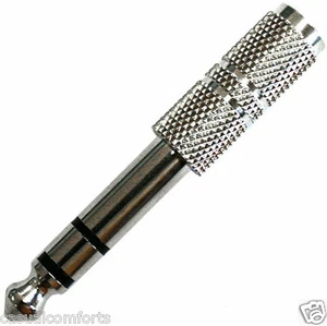 3.5MM STEREO JACK SOCKET TO 6.35MM STEREO JACK PLUG METAL ADAPTER/ADAPTOR,SILVER - Picture 1 of 2
