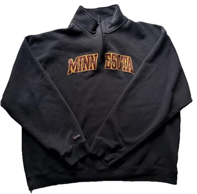 Minnesota Golden Gophers 1/4 Zip Mock Sweatshirt XL Black Long Sleeve Sweater - Image 1 of 4