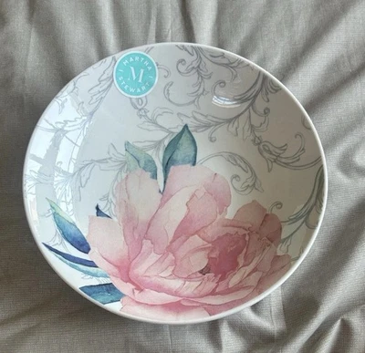 Plato de verduras Martha Stewart rosa peonía floral cerámica 9" Foto 1 de 4