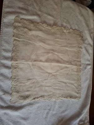 Antique Silk Cotton Lace Hankerchief - Image 1 of 4