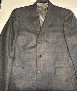 Hart Schaffner Marx THREE-BUTTON Gray Plaid Sport Coat Blazer Jacket 40R - Picture 1 of 12