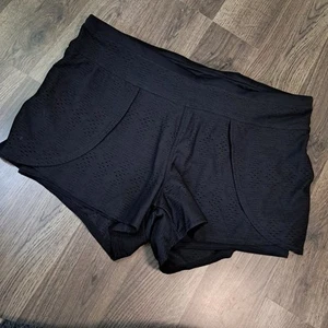 Athleta Prism 2 in 1 Black Built in Shorts Pull-On Women Size Large - Picture 1 of 9