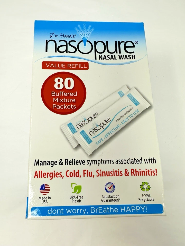Nasopure Refill Kit 80 Count Buffered Neti Pot Salt Packets for Sinus Nasal Wash