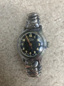 Vintage Basis Sport Mechanical Chronograph Mens Watch Metal Strap Black - Works - Picture 1 of 14