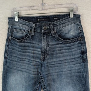 BKE Jake Straight Jeans Mens 30x34 Blue Denim Distressed Contrast Stitching - Picture 1 of 10