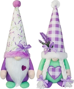 Spring Gnome Decor, Lavender Gnomes Plush Scandinavian Tomte Elf Doll Flower Gno - Picture 1 of 6