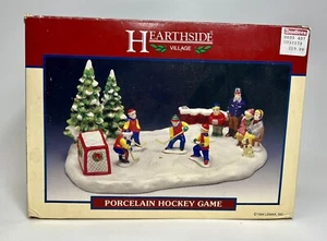 Vintage 1994 Lemax Porcelain Ice Hockey Game Figure Christmas Village Collection - Picture 1 of 11