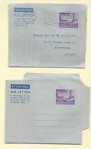 CARTAS AÉREAS MAURITUS 2 KGVI COMO NUEVAS Y USADAS 2/54 A INGLANDIA EN MUY BUEN ESTADO KL 0219 H&G FG 1 - Imagen 1 de 2