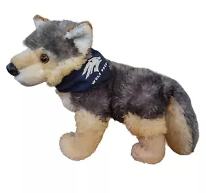 Wolf Pack Plush Gray Timber Wolf Stuffed Animal Wild Dog w/Bandana Realistic - Picture 1 of 5