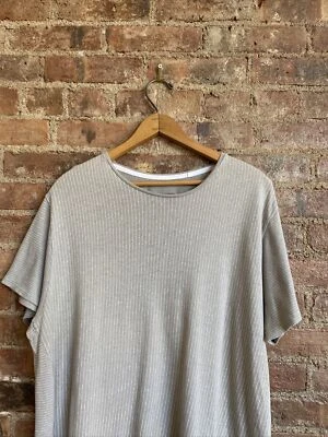 Camiseta Rag and Bone Para Hombre Talla XL, Algodón/Lino Gris Rayas Zen Asimétrica Foto 1 de 4