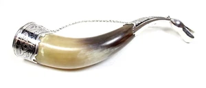 VINTAGE RUSSIAN NIELLO SILVER MOUNTED DRINKING HORN - Picture 1 of 18