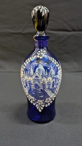 Vintage Art Glass Souvenir Venice Blue Murano Glass Decanter Italy - Picture 1 of 9
