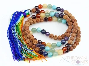 Collar de Cristal RUDRAKSHA & CHAKRA, Mala - Cristales y Piedras Curativas, E0979 - Imagen 1 de 5