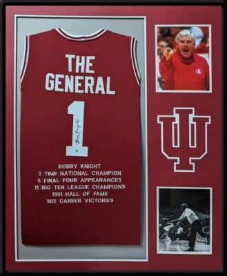 CAMISETA STADT FIRMADA AUTOGRAFIADA DE BOBBY KNIGHT INDIANA HOOSIERS ENMARCADA HOLO Foto 1 de 4